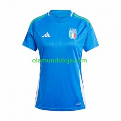 Camisola Itália Mulher Equipamento Primeiro Euro 2024 Manga Curta